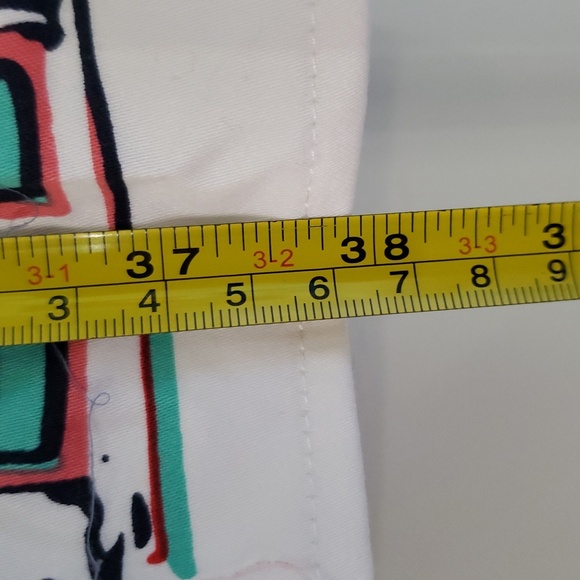 Modcloth Holiday Dress Medium Blue Red White Sleeveless Belt Snowflakes Winter - Picture 11 of 16